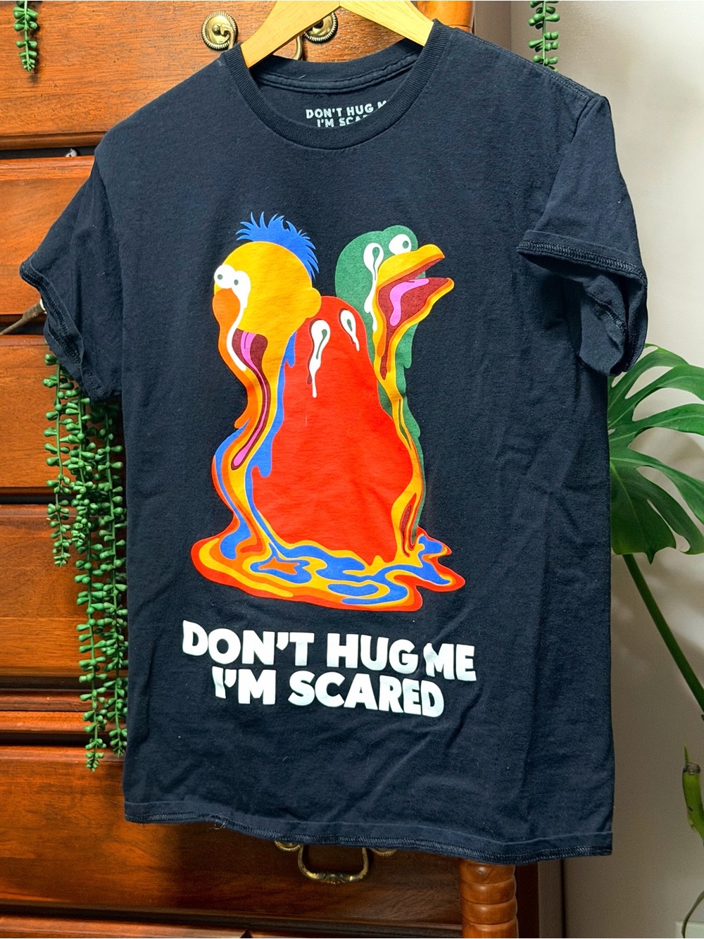 Unisex Don't Hug Me I'm Scared Black “Melty” Graphic Tee - Officially Licensed